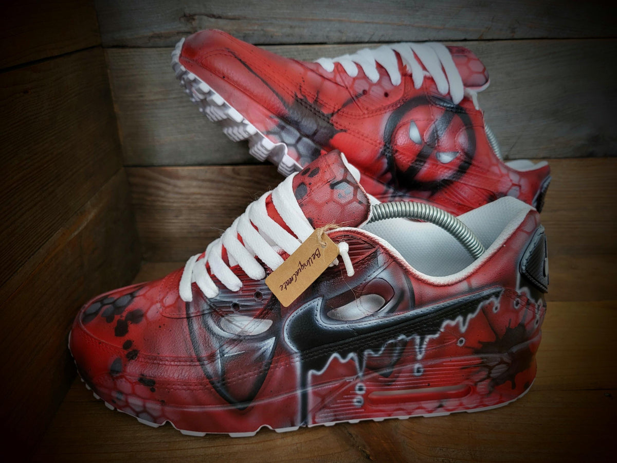Custom Painted Air Max 90 - DP Red Black Trainers