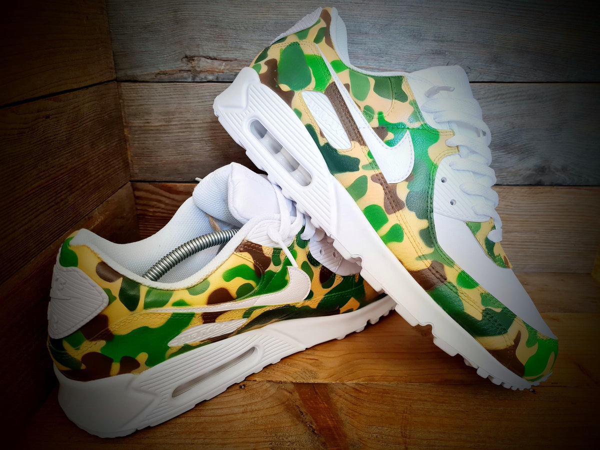 Custom Painted Air Max 90 - Camouflage Green Brown Trainers