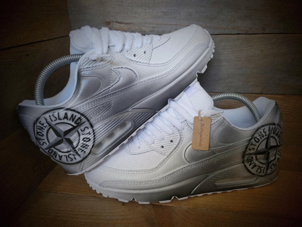 Custom Painted Air Max 90 - S Island Black Grey Trainers