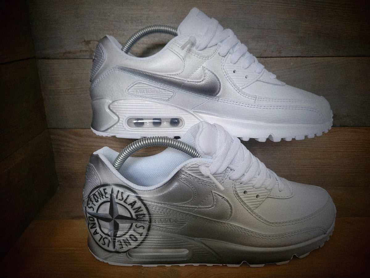 Custom Painted Air Max 90 - S Island Black Grey Trainers