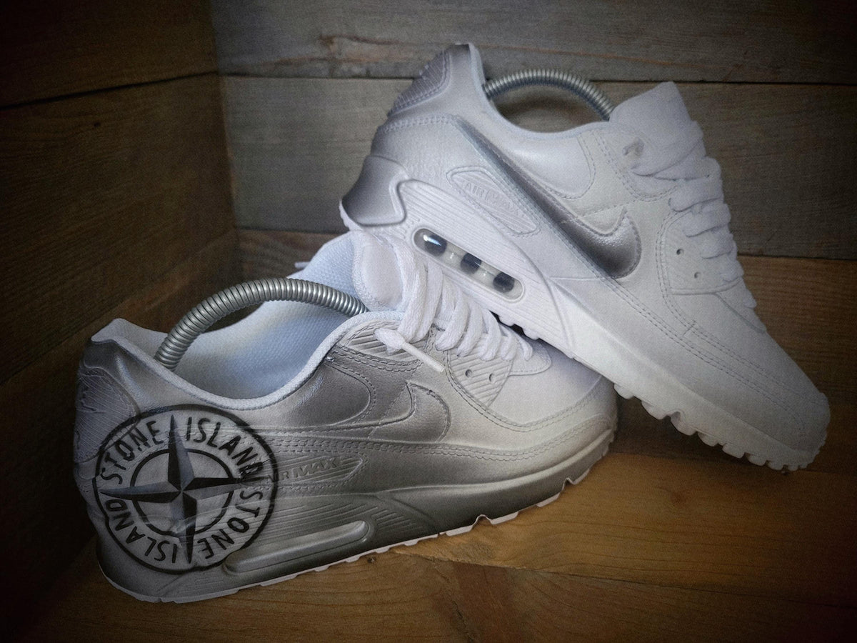 Custom Painted Air Max 90 - S Island Black Grey Trainers