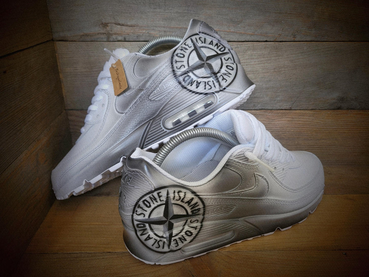 Custom Painted Air Max 90 - S Island Black Grey Trainers