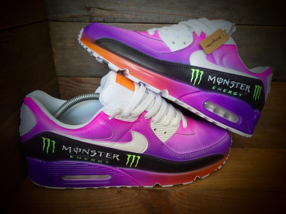 Custom Painted Air Max 90 - Formula 1 Pink Black Trainers