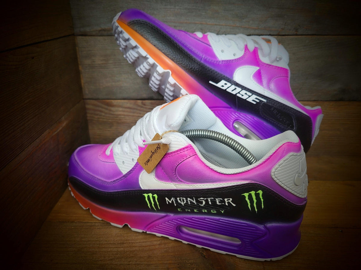 Custom Painted Air Max 90 - Formula 1 Pink Black Trainers