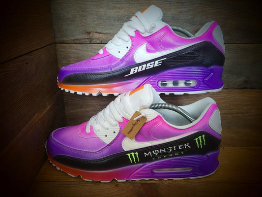 Custom Painted Air Max 90 - Formula 1 Pink Black Trainers