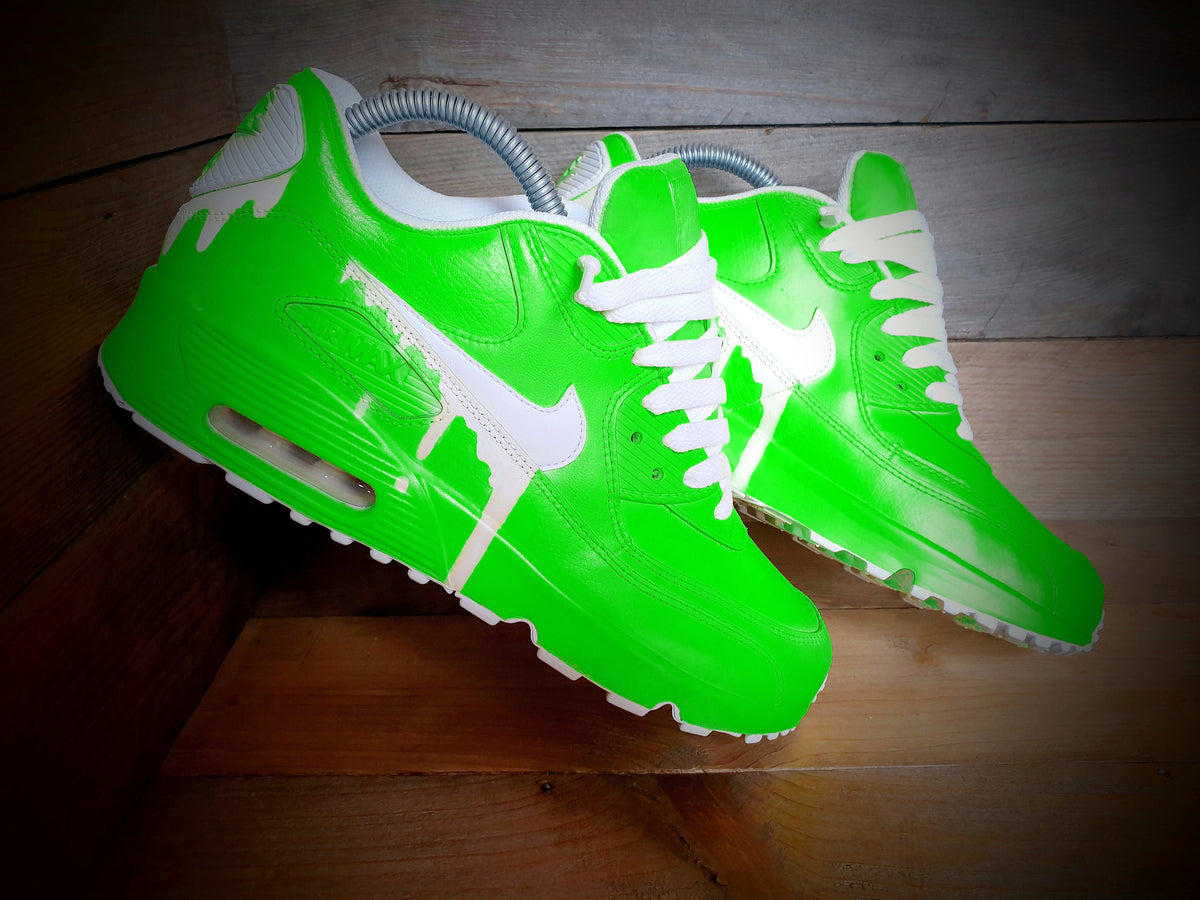 Nike Air Max 90: Neon Green Classic Drip – BeUniqueCreate – Custom ...